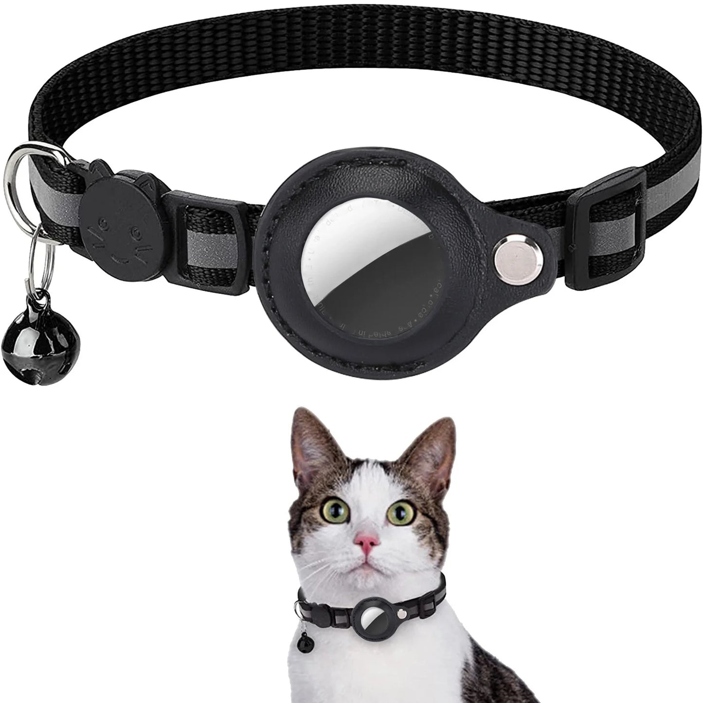 AirTag Case Collar with Bell, Reflective Anti Lost Locator Dog Tracker AirTag Holder Pet Air Tag Case