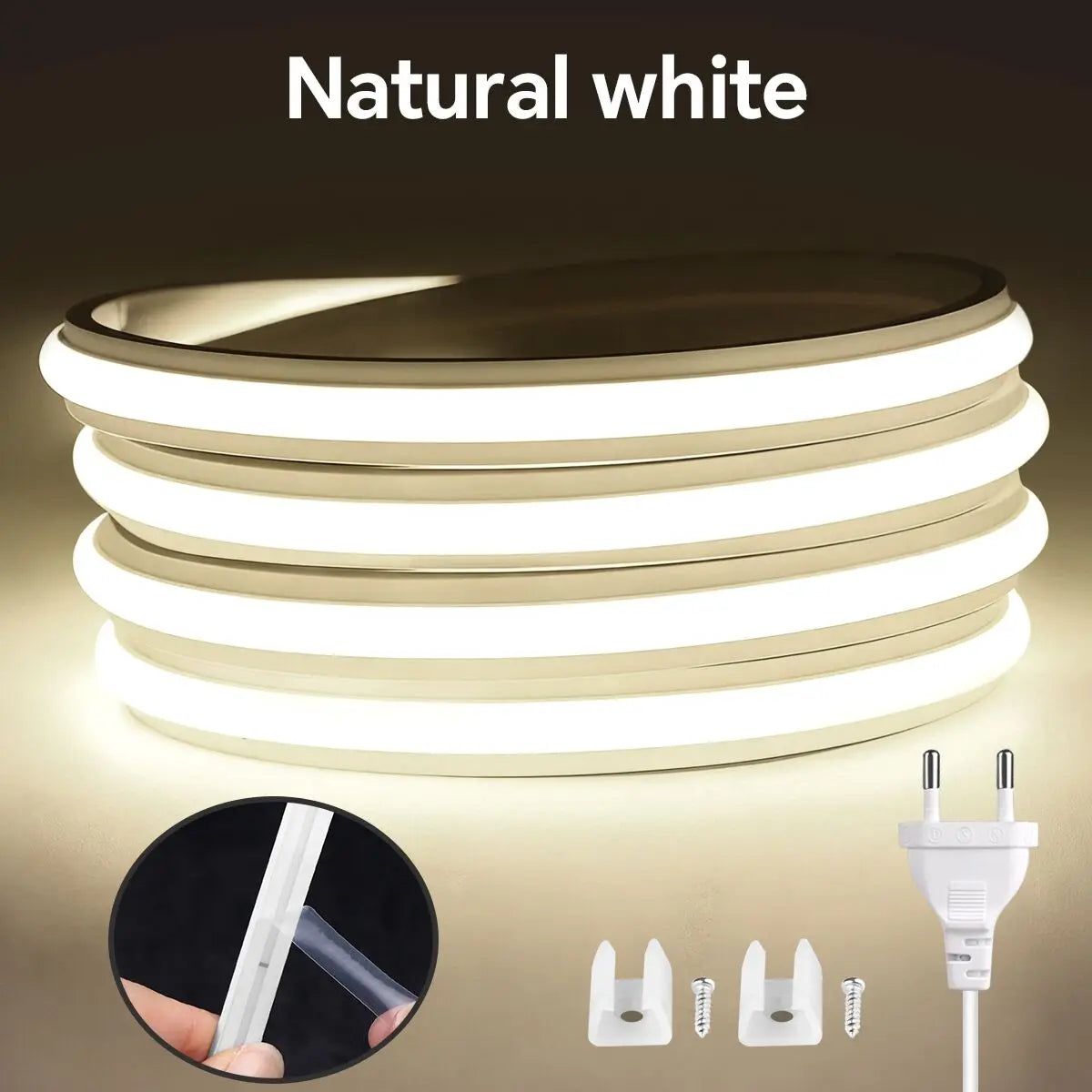 220V COB Led Strip High Density Waterproof COB LED Strip EU Plug Flexible Ribbon for Kitchen Cocina Cabinet Outdoor Garden Light