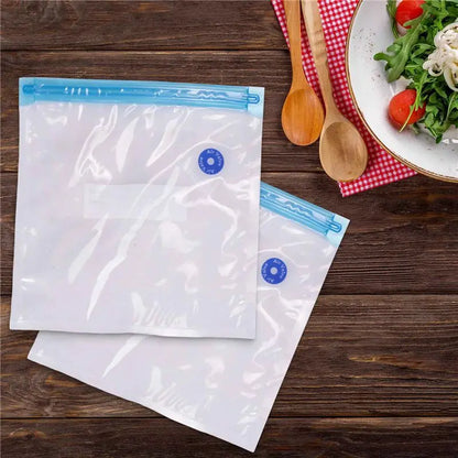 A99U Sous Vide Bags 15Pack Reusable Electric Vacuum Food Storage Save Sealer Cooker with 1 Hand Pump,2 Size Sealed Bag,4 Clip