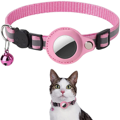 AirTag Case Collar with Bell, Reflective Anti Lost Locator Dog Tracker AirTag Holder Pet Air Tag Case