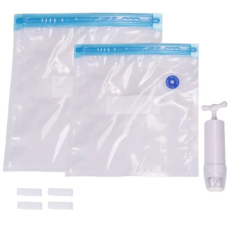 A99U Sous Vide Bags 15Pack Reusable Electric Vacuum Food Storage Save Sealer Cooker with 1 Hand Pump,2 Size Sealed Bag,4 Clip