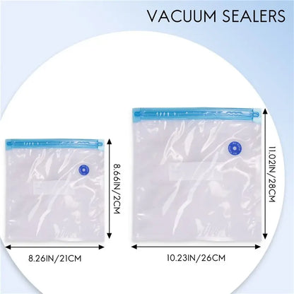 A99U Sous Vide Bags 15Pack Reusable Electric Vacuum Food Storage Save Sealer Cooker with 1 Hand Pump,2 Size Sealed Bag,4 Clip