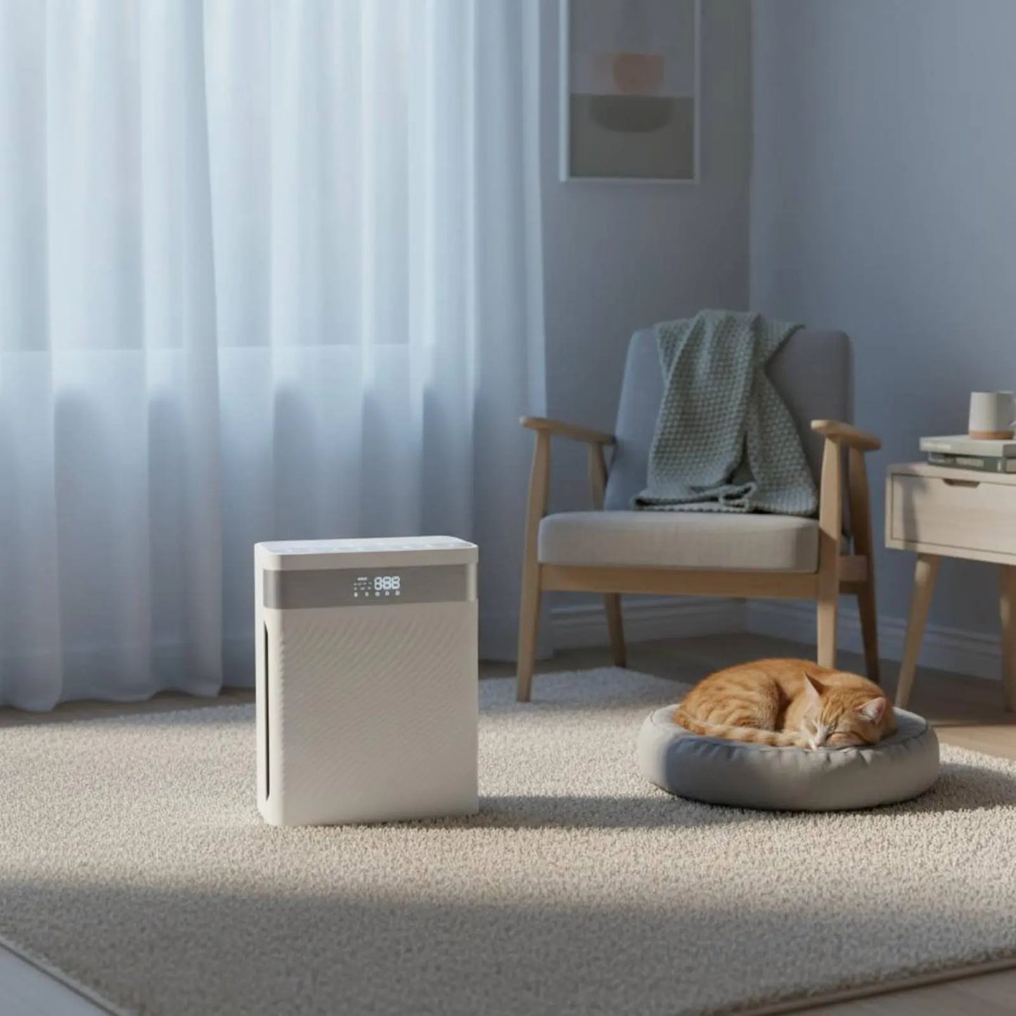 Pet Air Purifier Strong Suction Pet Hair Air Purifier Home Appliance Odor Removal Activated Carbon Filter for Living Room