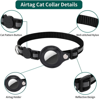 AirTag Case Collar with Bell, Reflective Anti Lost Locator Dog Tracker AirTag Holder Pet Air Tag Case