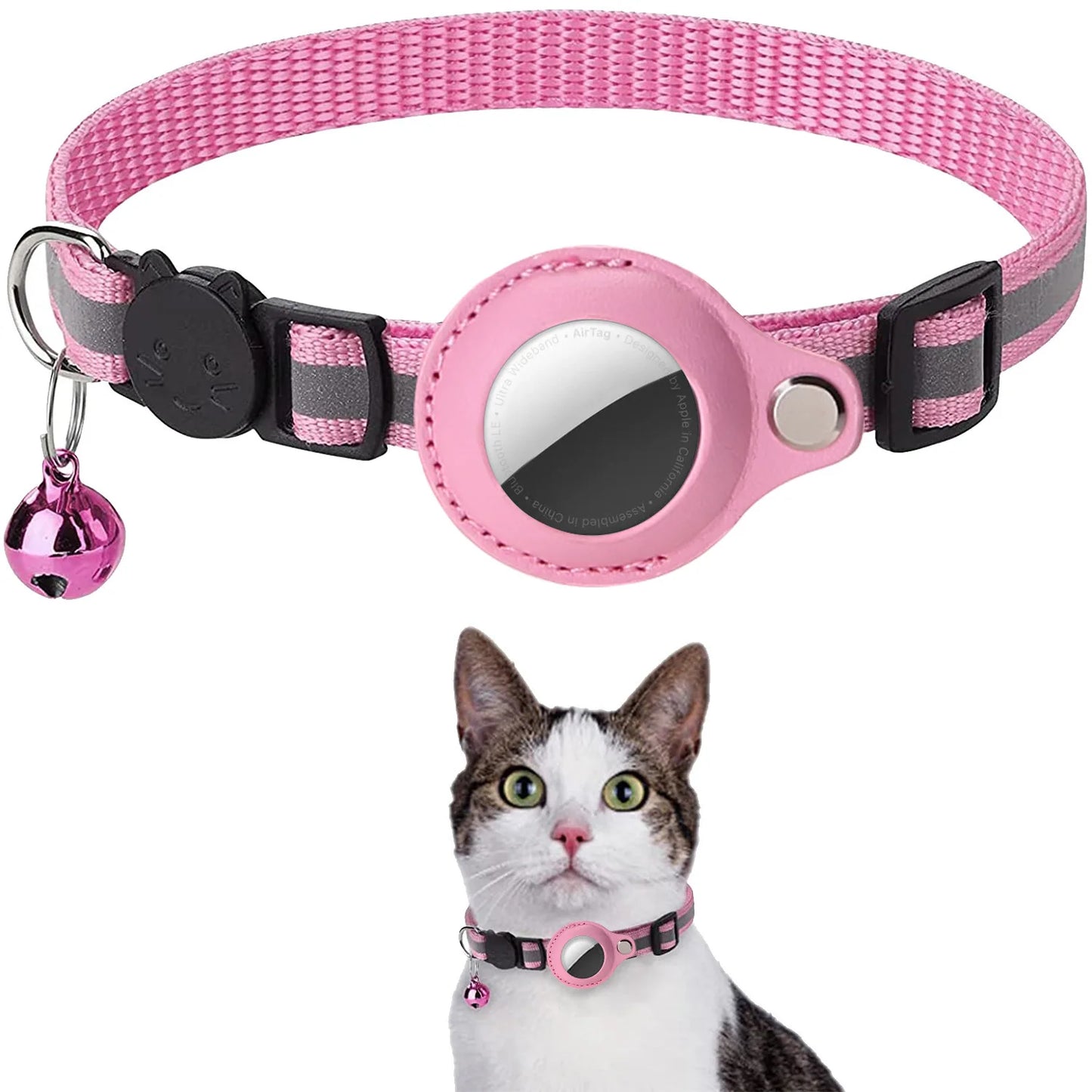 AirTag Case Collar with Bell, Reflective Anti Lost Locator Dog Tracker AirTag Holder Pet Air Tag Case