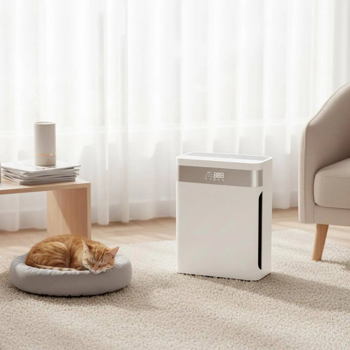 Pet Air Purifier Strong Suction Pet Hair Air Purifier Home Appliance Odor Removal Activated Carbon Filter for Living Room