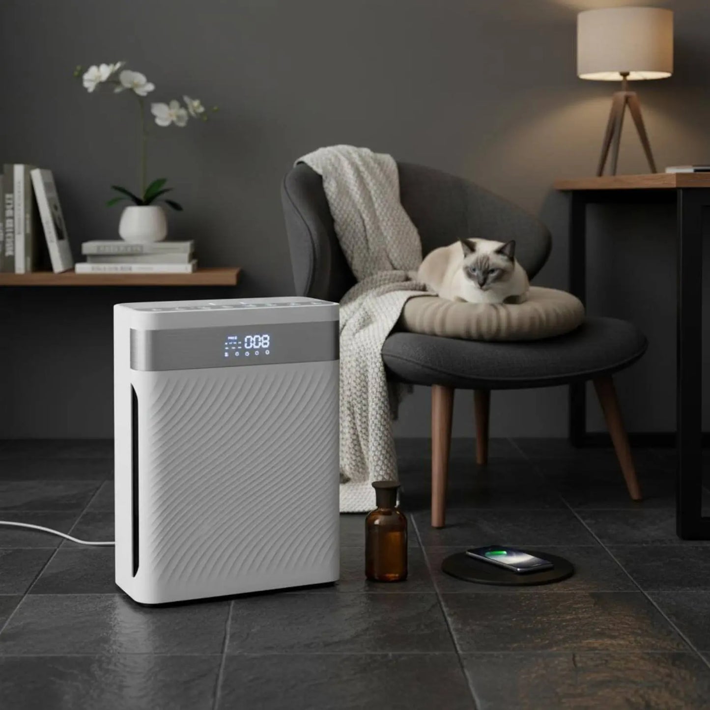 Pet Air Purifier Strong Suction Pet Hair Air Purifier Home Appliance Odor Removal Activated Carbon Filter for Living Room