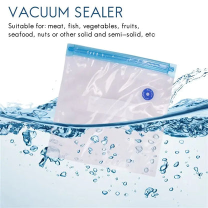 A99U Sous Vide Bags 15Pack Reusable Electric Vacuum Food Storage Save Sealer Cooker with 1 Hand Pump,2 Size Sealed Bag,4 Clip