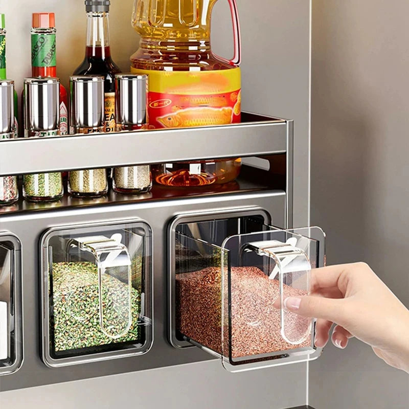 Home Household Multi Functional Wall Mounted Spice Rack Stainless Steel Kitchen Storage for Jars Bottles Organizador De Cocina