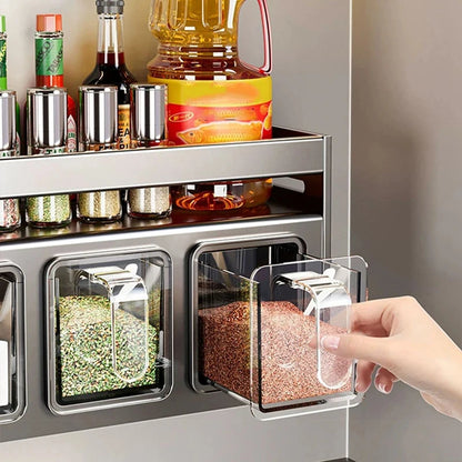 Home Household Multi Functional Wall Mounted Spice Rack Stainless Steel Kitchen Storage for Jars Bottles Organizador De Cocina