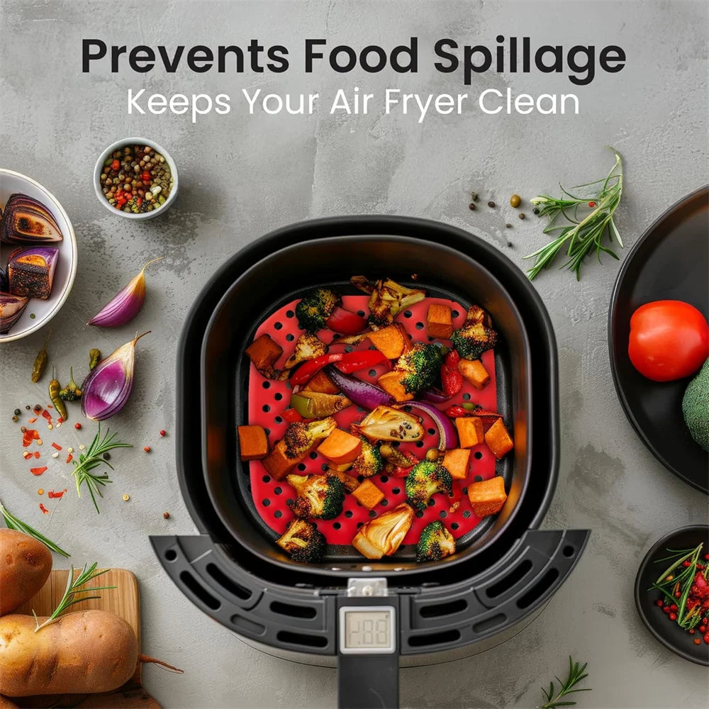 Reusable Air Fryer Pad, Silicone Non-stick Air Fryer Liner, Easy-to-clean Household Kitchen Tool, Practical Home Kitchen Gadget