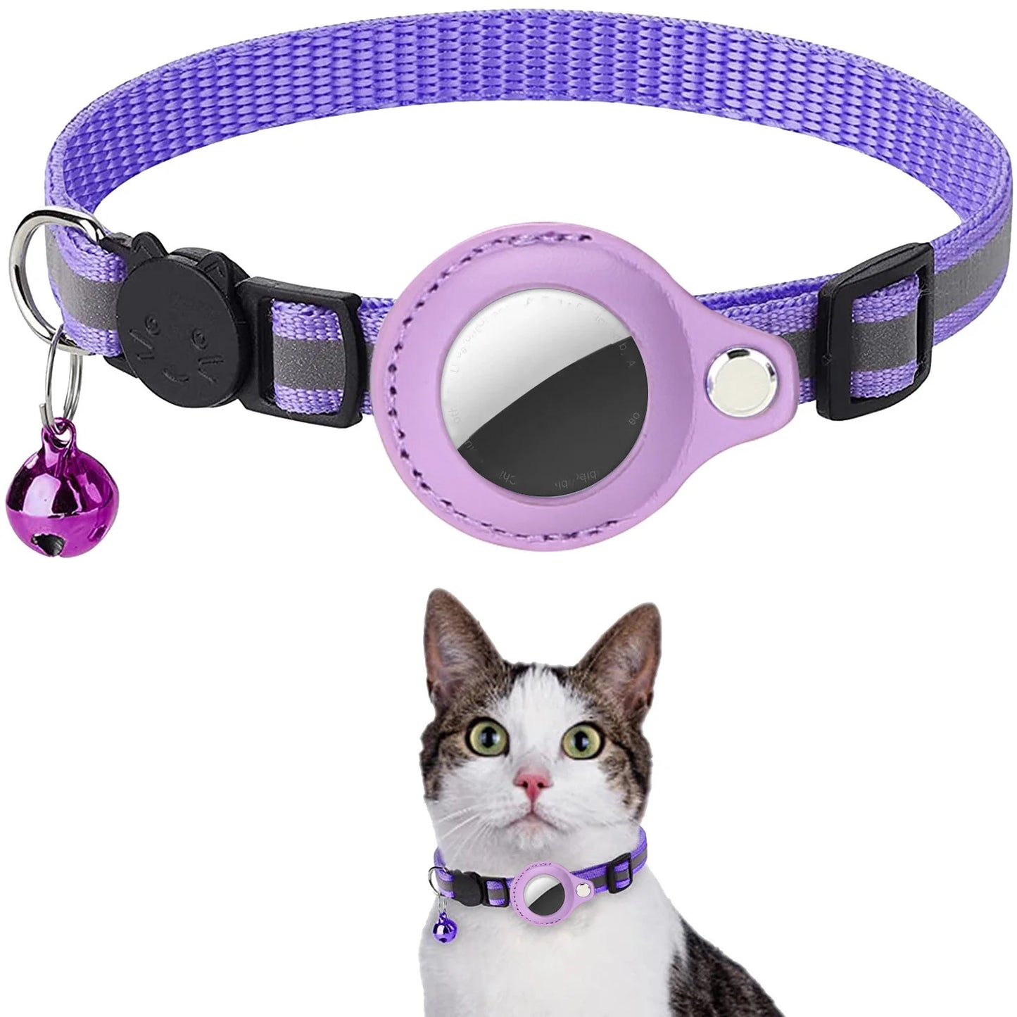 AirTag Case Collar with Bell, Reflective Anti Lost Locator Dog Tracker AirTag Holder Pet Air Tag Case