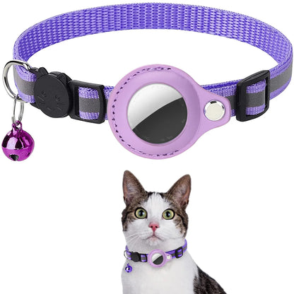 AirTag Case Collar with Bell, Reflective Anti Lost Locator Dog Tracker AirTag Holder Pet Air Tag Case