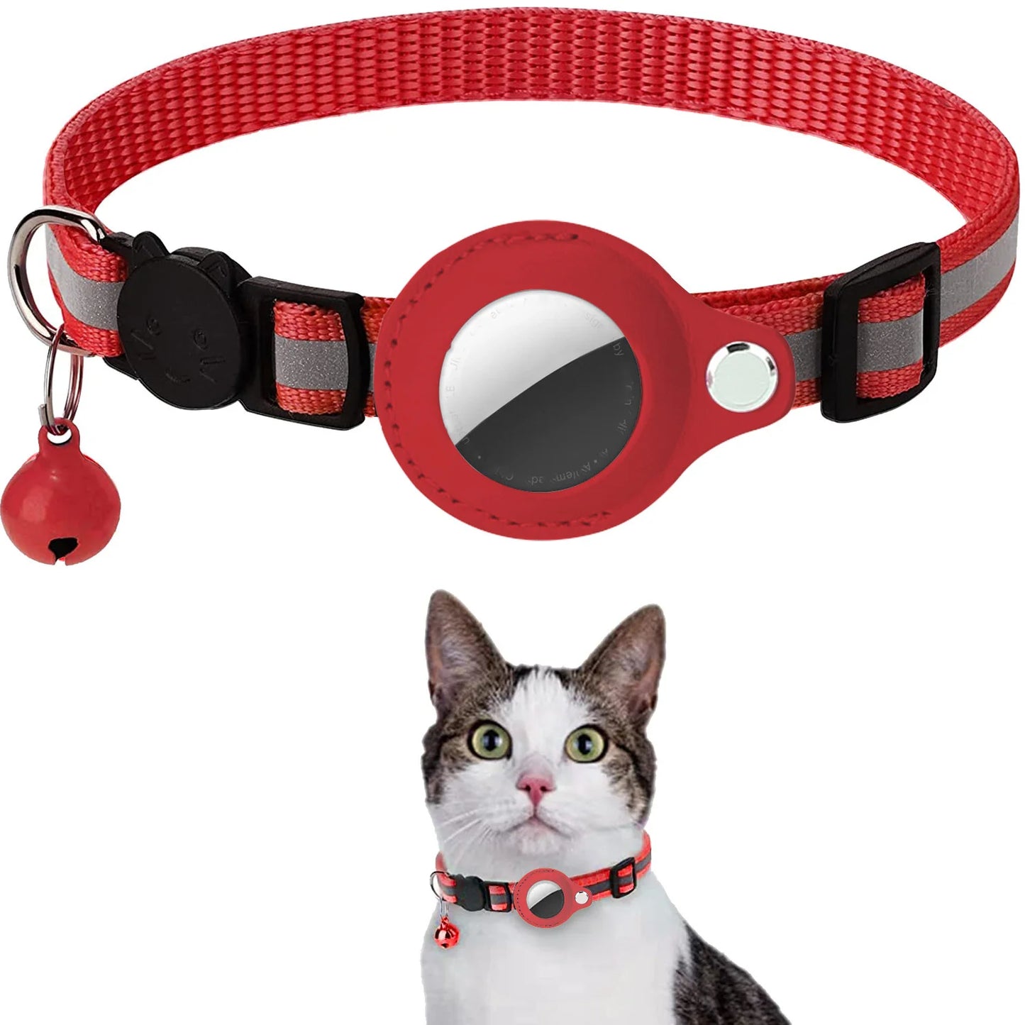AirTag Case Collar with Bell, Reflective Anti Lost Locator Dog Tracker AirTag Holder Pet Air Tag Case