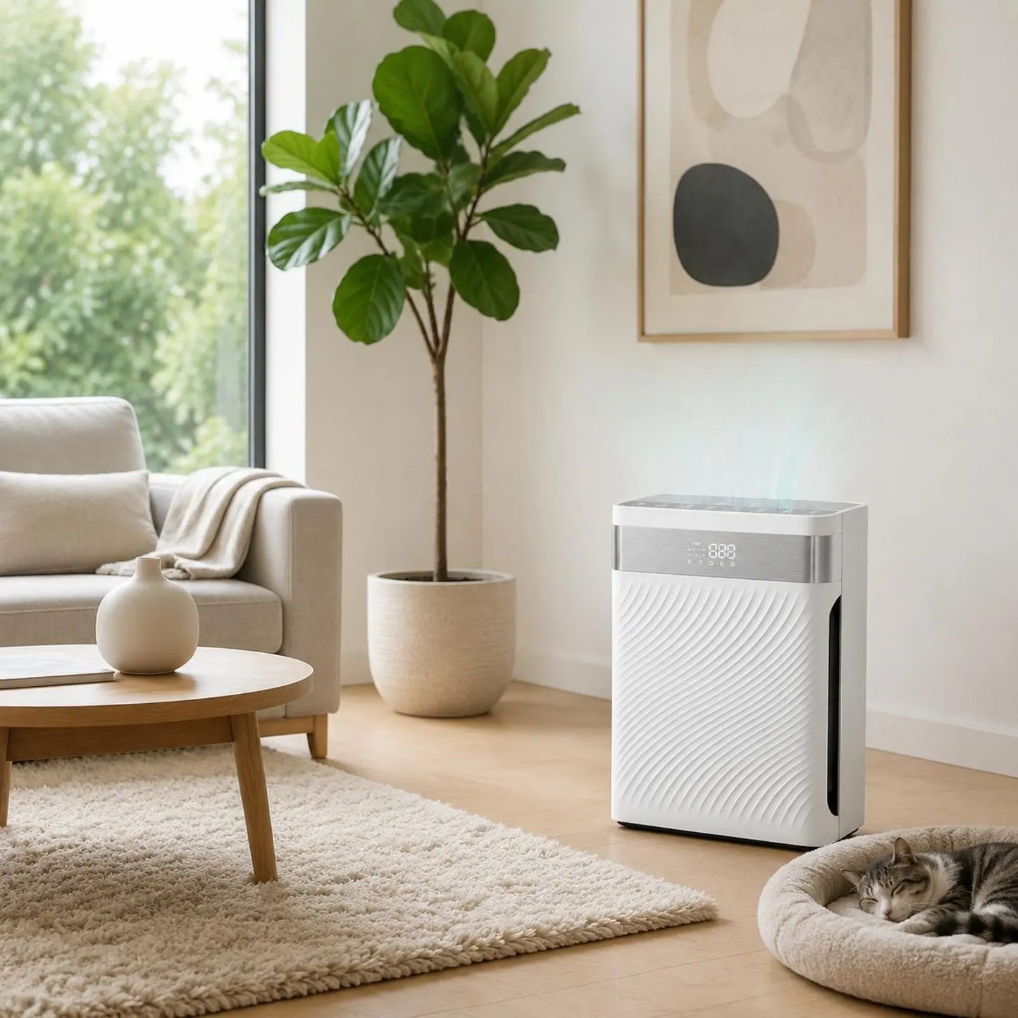 Pet Air Purifier Strong Suction Pet Hair Air Purifier Home Appliance Odor Removal Activated Carbon Filter for Living Room