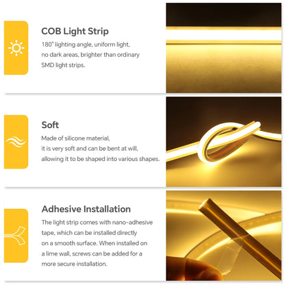 220V COB Led Strip High Density Waterproof COB LED Strip EU Plug Flexible Ribbon for Kitchen Cocina Cabinet Outdoor Garden Light