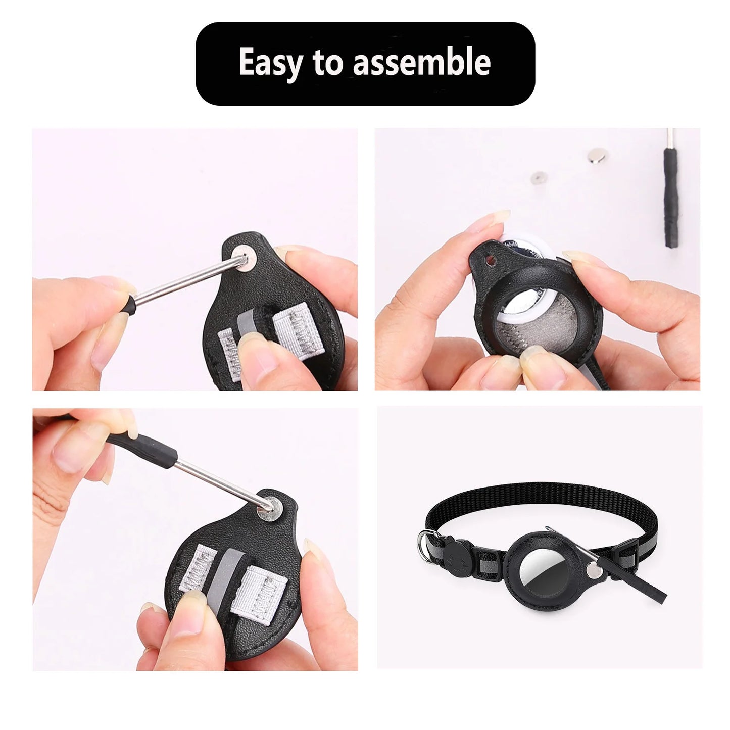 AirTag Case Collar with Bell, Reflective Anti Lost Locator Dog Tracker AirTag Holder Pet Air Tag Case